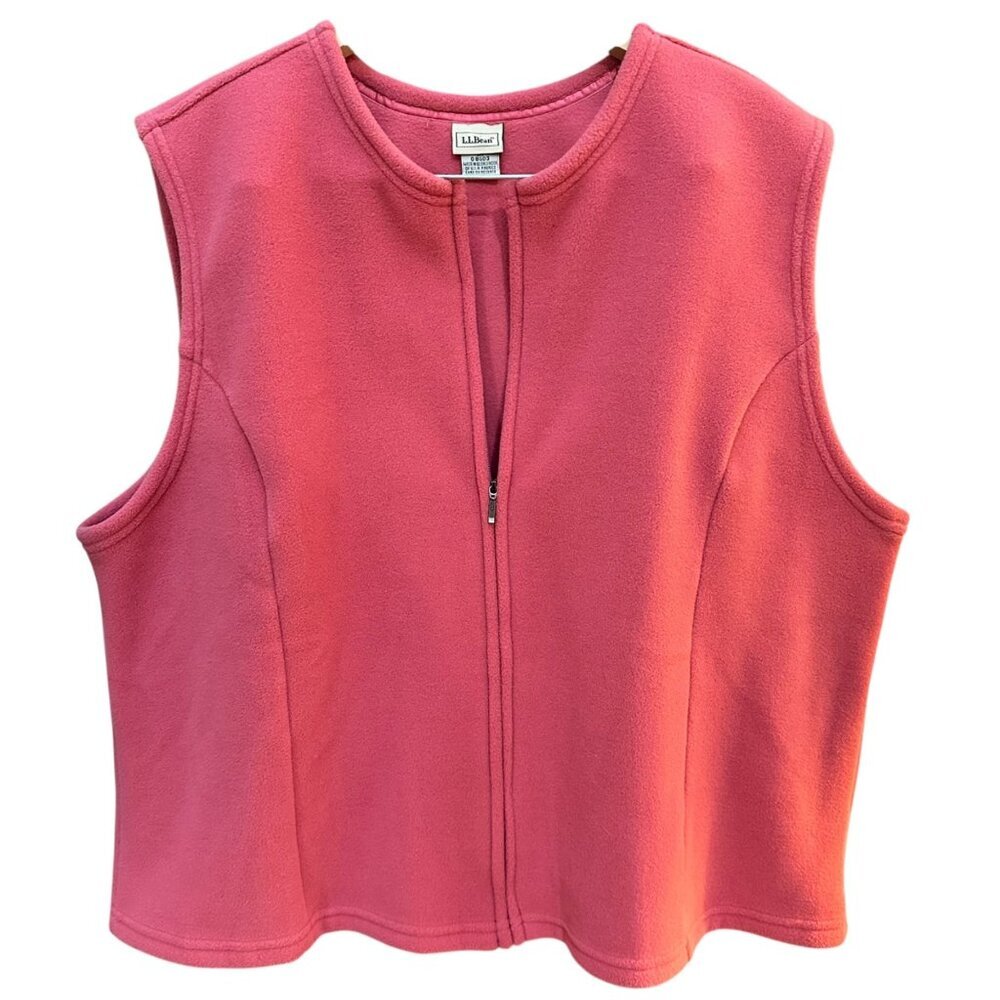 LL Bean Vest Coral Fleece Zip Front Round Neck Casual Outdoor Classic Size 3X‎